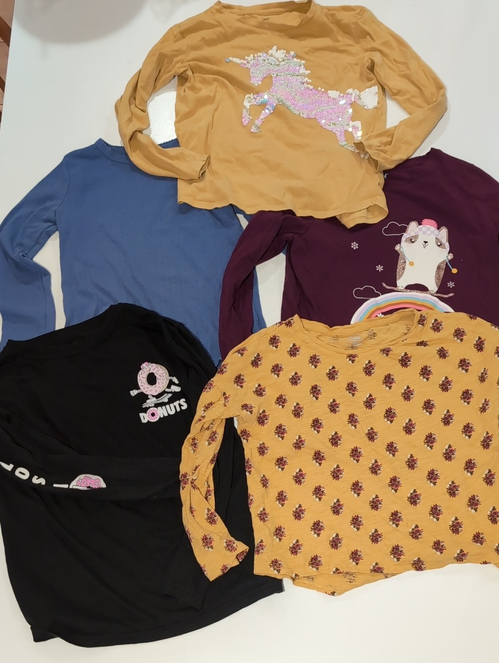 Bundle Of 5 Girl's Long-Sleeve Shirts Size 10/12